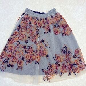 Not So Serious for Anthropologie Embroidered Tulle Skirt